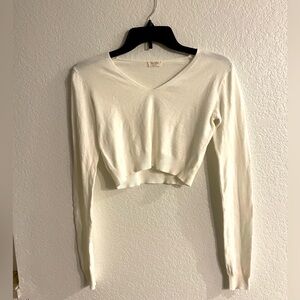 John galt one size white long sleeved crop sweater